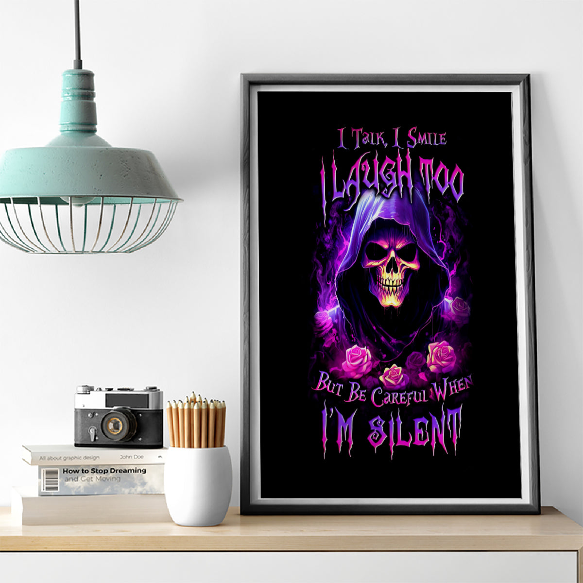 Purple Skull Canvas Wall Art I Talk I Smile But Be Carefull When I SIlent - Wonder Print Shop