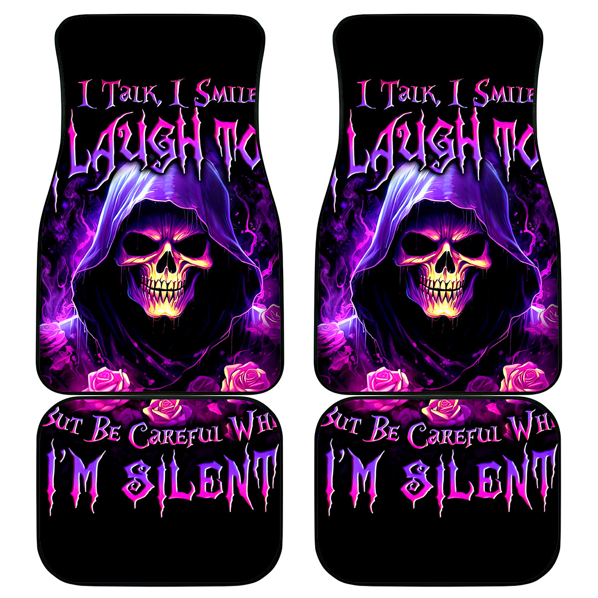 Purple Skull Car Mats I Talk I Smile But Be Carefull When I SIlent - Wonder Print Shop
