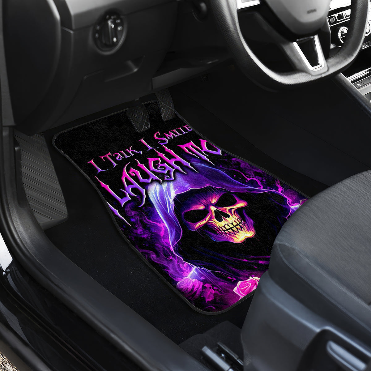 Purple Skull Car Mats I Talk I Smile But Be Carefull When I SIlent - Wonder Print Shop