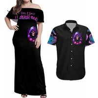 Purple Skull Couples Matching Off Shoulder Maxi Dress and Hawaiian Shirt I Talk I Smile But Be Carefull When I SIlent - Wonder Print Shop