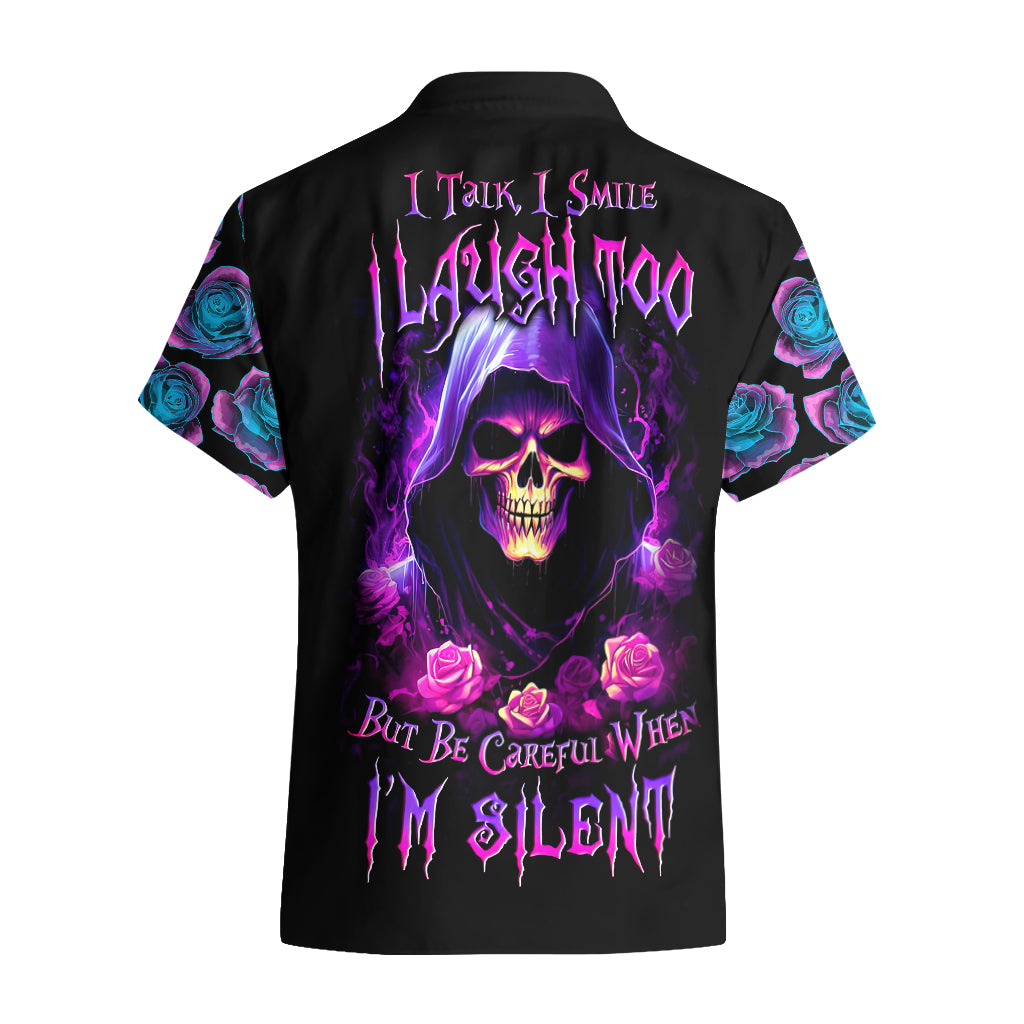 Purple Skull Hawaiian Shirt I Talk I Smile But Be Carefull When I SIlent - Wonder Print Shop