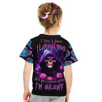 Purple Skull Kid T Shirt I Talk I Smile But Be Carefull When I SIlent - Wonder Print Shop