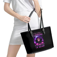 Purple Skull Leather Tote Bag I Talk I Smile But Be Carefull When I SIlent - Wonder Print Shop