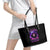 Purple Skull Leather Tote Bag I Talk I Smile But Be Carefull When I SIlent - Wonder Print Shop