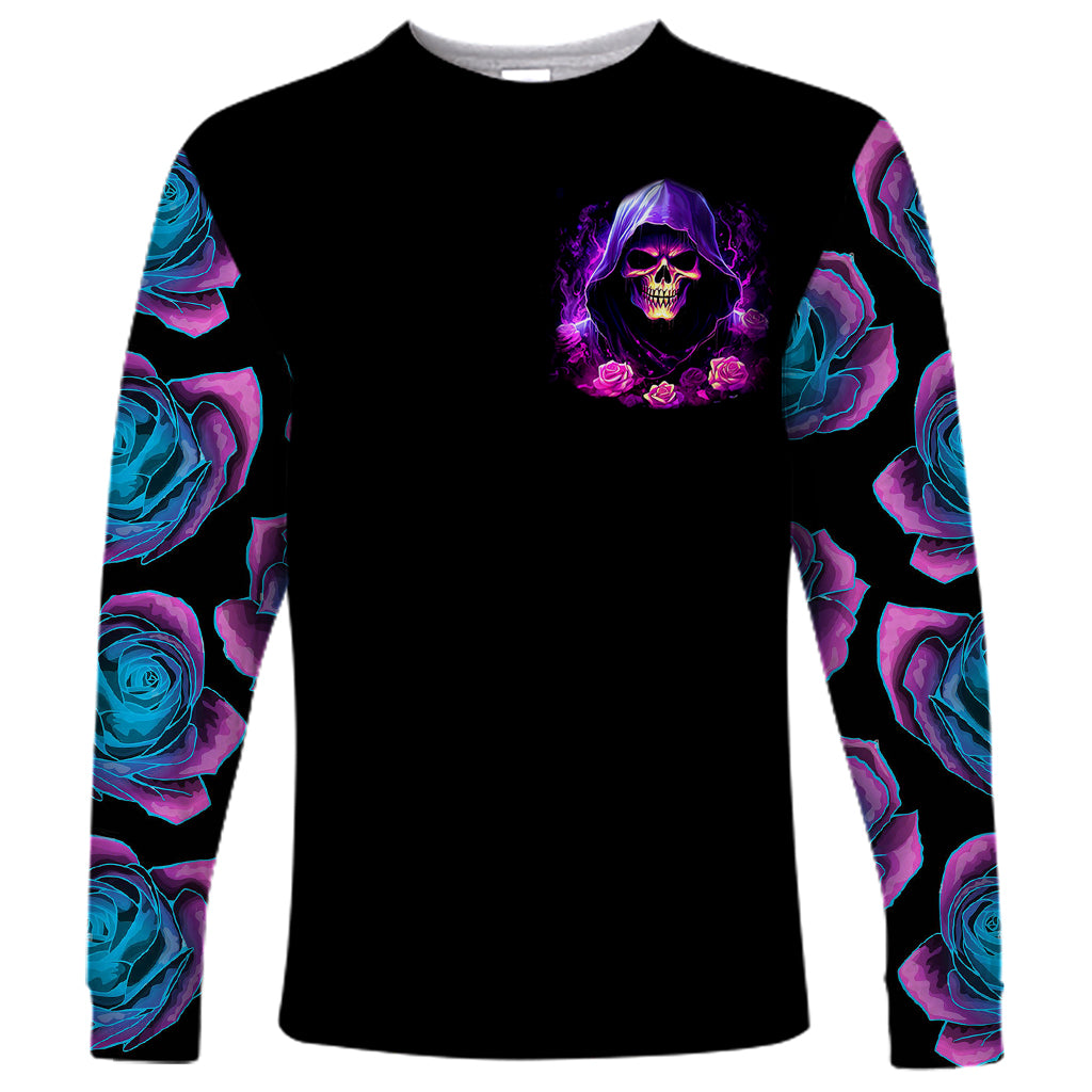Purple Skull Long Sleeve Shirt I Talk I Smile But Be Carefull When I SIlent - Wonder Print Shop