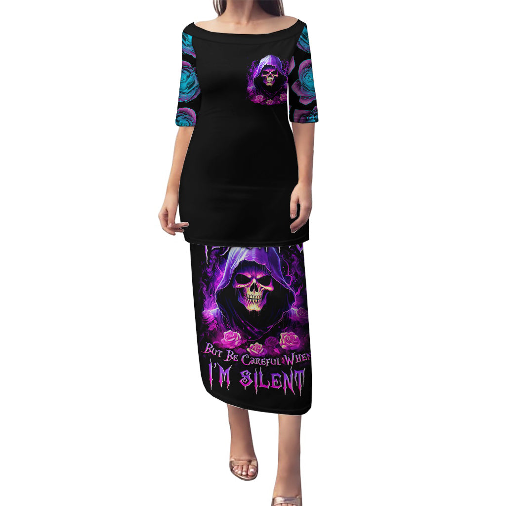 Purple Skull Puletasi I Talk I Smile But Be Carefull When I SIlent - Wonder Print Shop