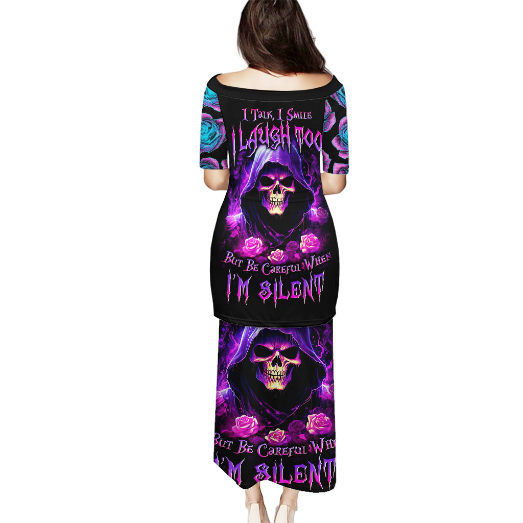 Purple Skull Puletasi I Talk I Smile But Be Carefull When I SIlent - Wonder Print Shop