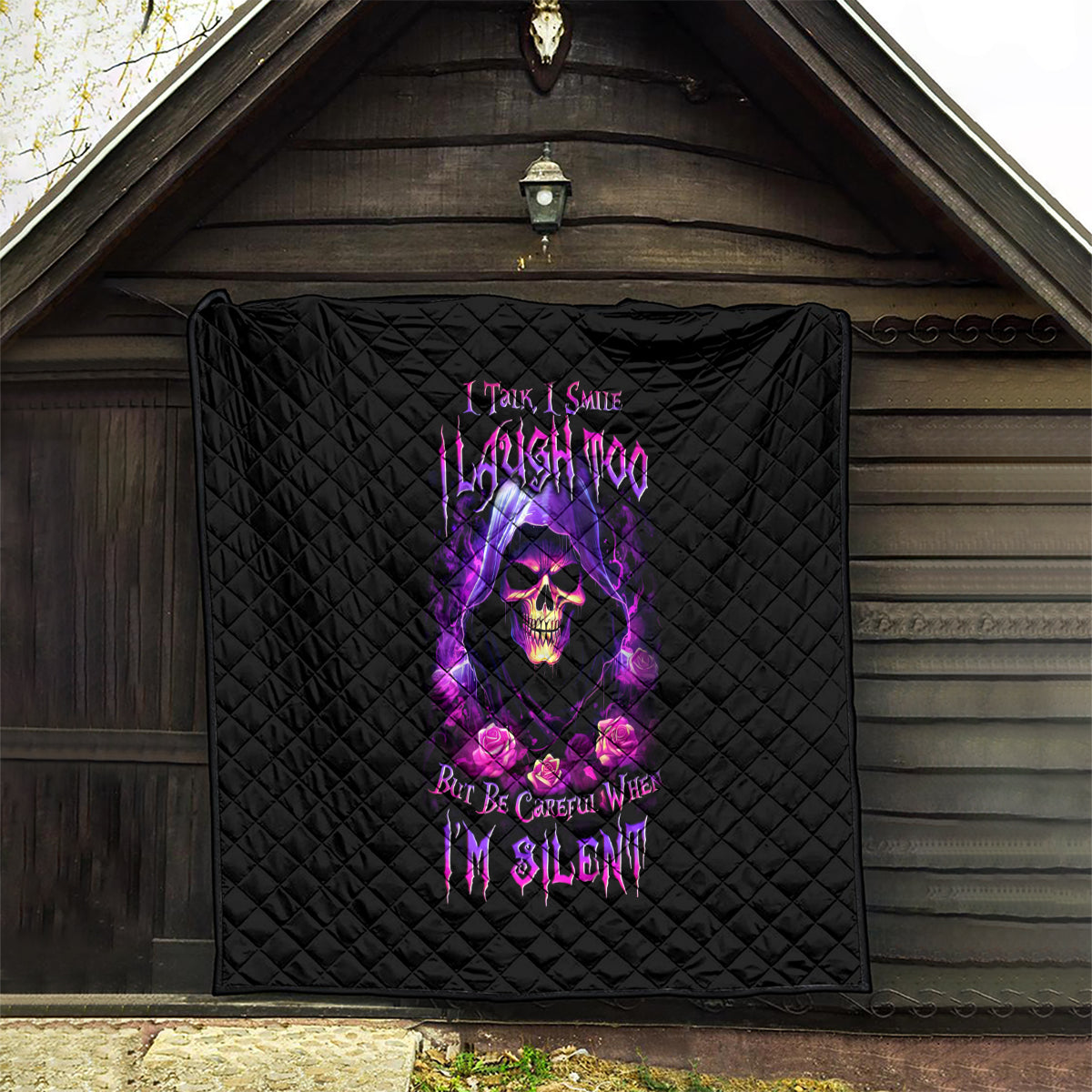 Purple Skull Quilt I Talk I Smile But Be Carefull When I SIlent - Wonder Print Shop
