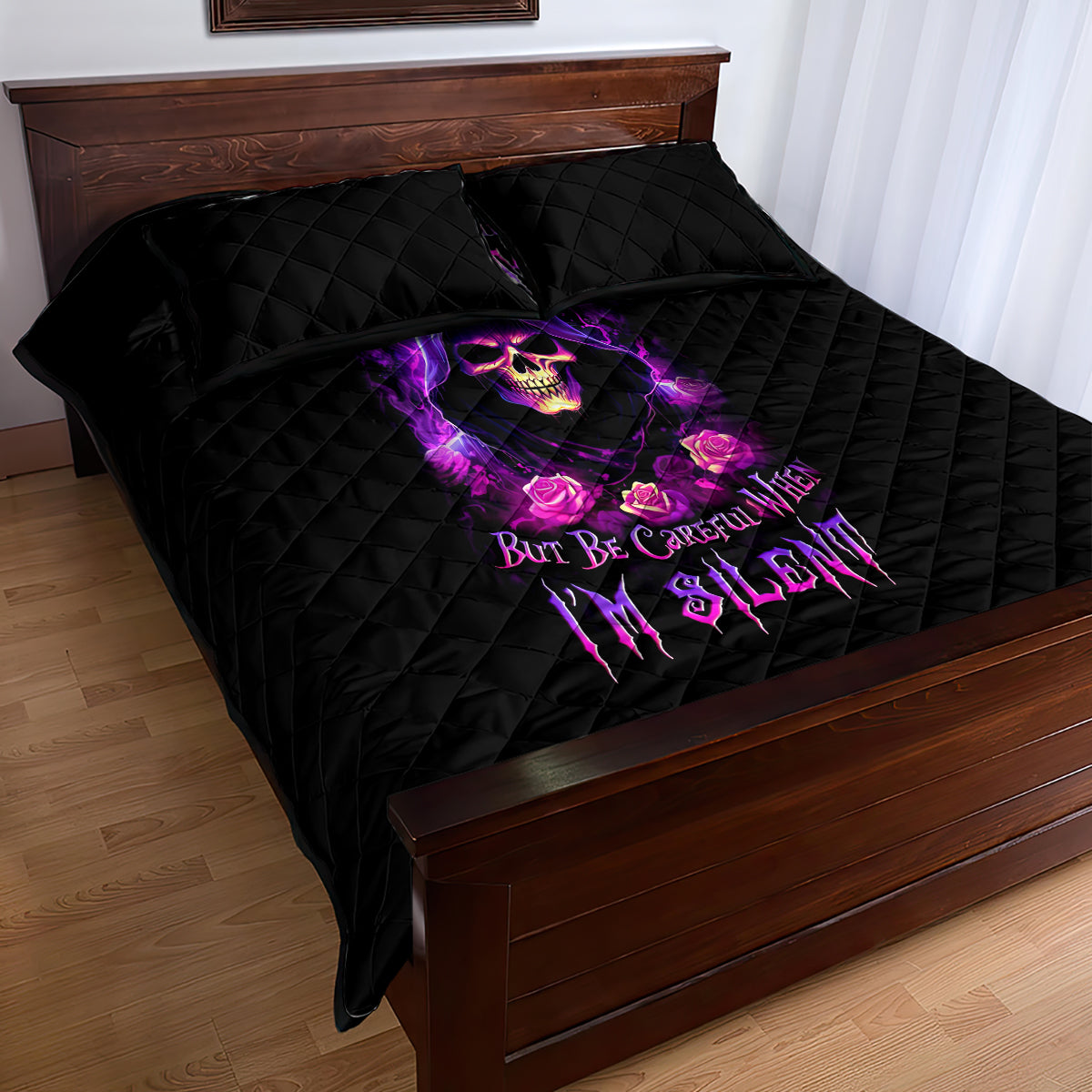 Purple Skull Quilt Bed Set I Talk I Smile But Be Carefull When I SIlent - Wonder Print Shop
