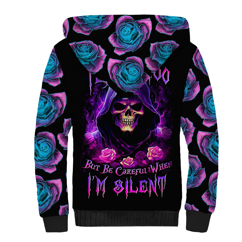 Purple Skull Sherpa Hoodie I Talk I Smile But Be Carefull When I SIlent - Wonder Print Shop