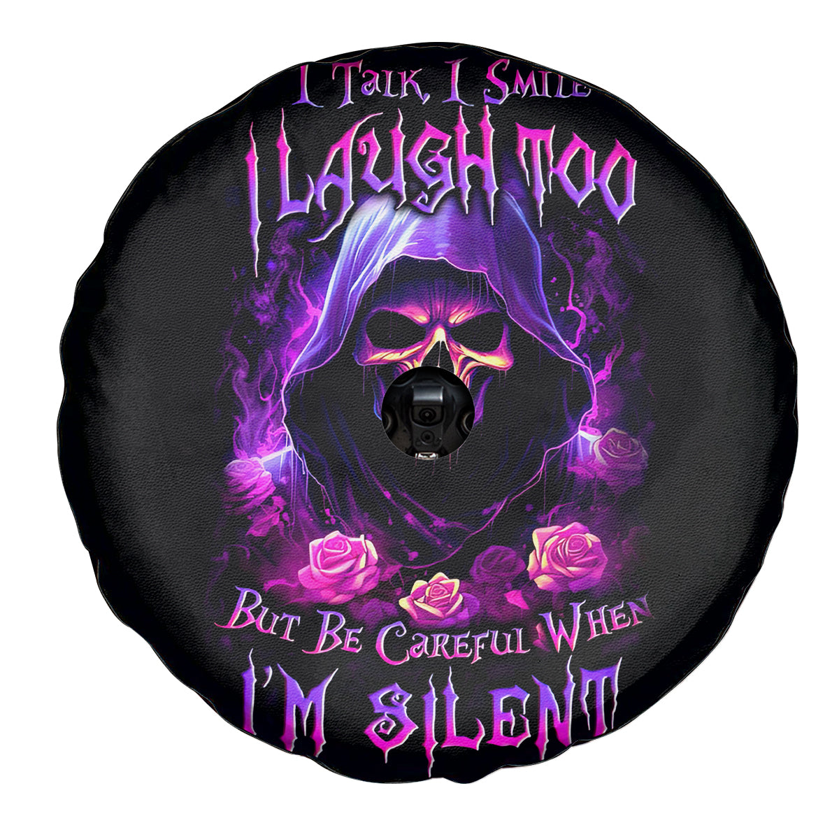 Purple Skull Spare Tire Cover I Talk I Smile But Be Carefull When I SIlent - Wonder Print Shop