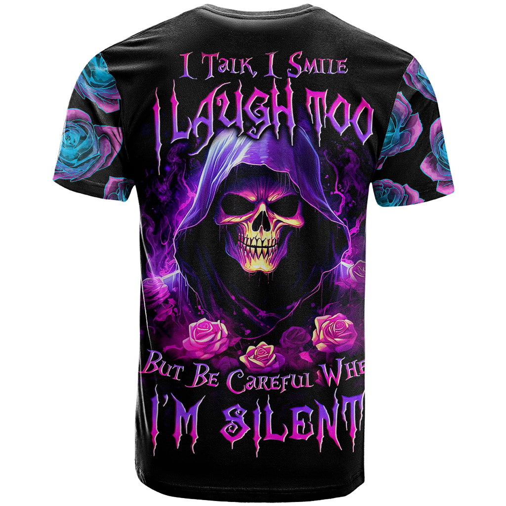 Purple Skull T Shirt I Talk I Smile But Be Carefull When I SIlent - Wonder Print Shop