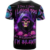 Purple Skull T Shirt I Talk I Smile But Be Carefull When I SIlent - Wonder Print Shop