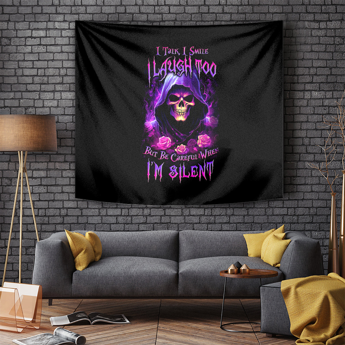Purple Skull Tapestry I Talk I Smile But Be Carefull When I SIlent - Wonder Print Shop