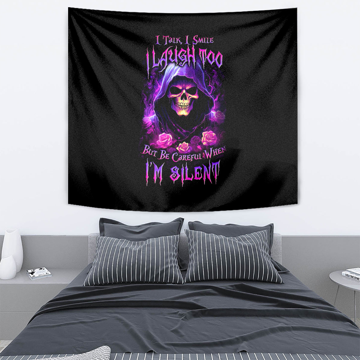Purple Skull Tapestry I Talk I Smile But Be Carefull When I SIlent - Wonder Print Shop