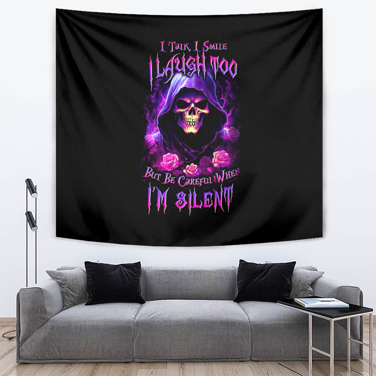 Purple Skull Tapestry I Talk I Smile But Be Carefull When I SIlent - Wonder Print Shop