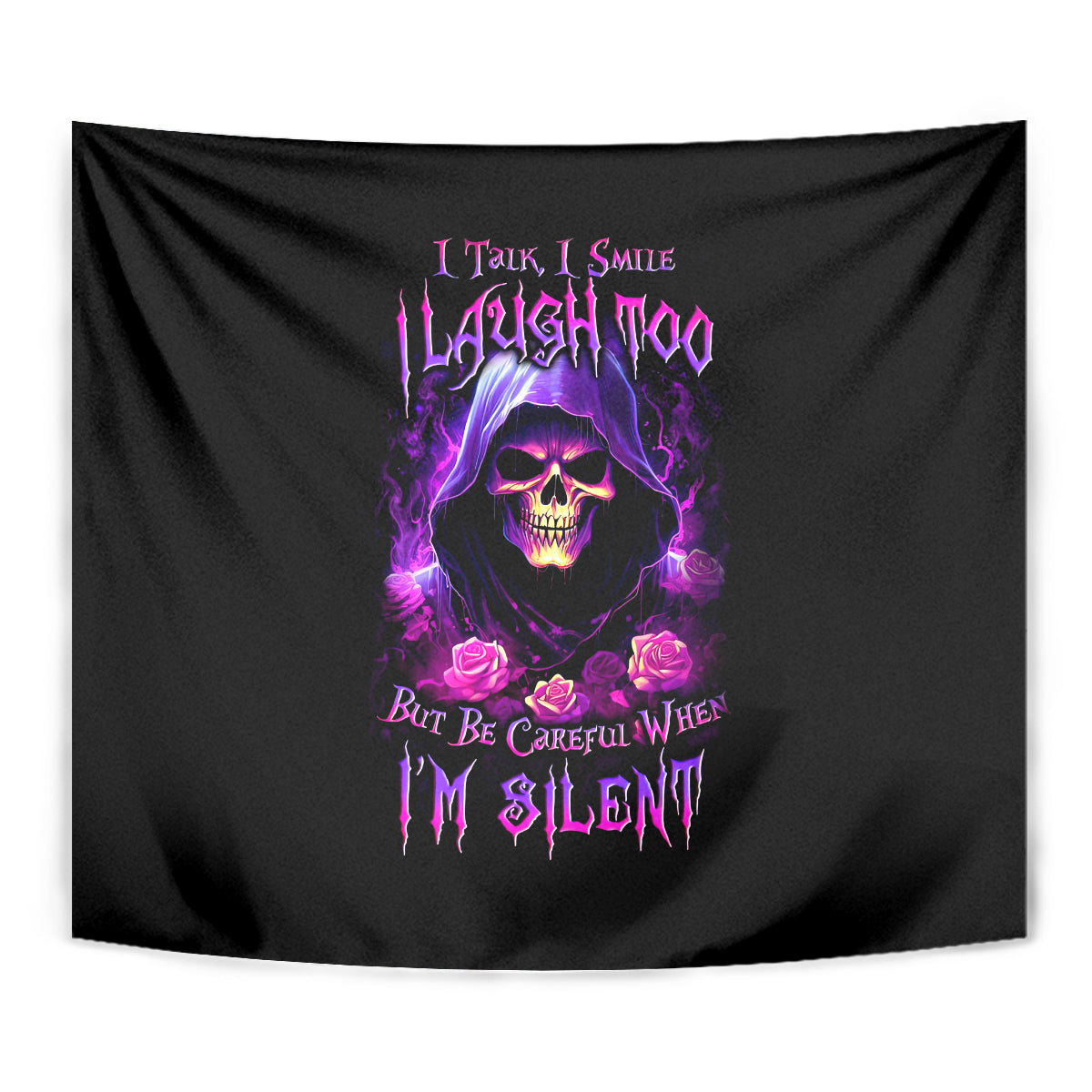 Purple Skull Tapestry I Talk I Smile But Be Carefull When I SIlent - Wonder Print Shop