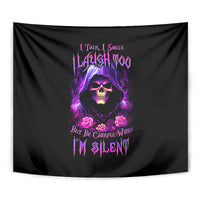 Purple Skull Tapestry I Talk I Smile But Be Carefull When I SIlent - Wonder Print Shop