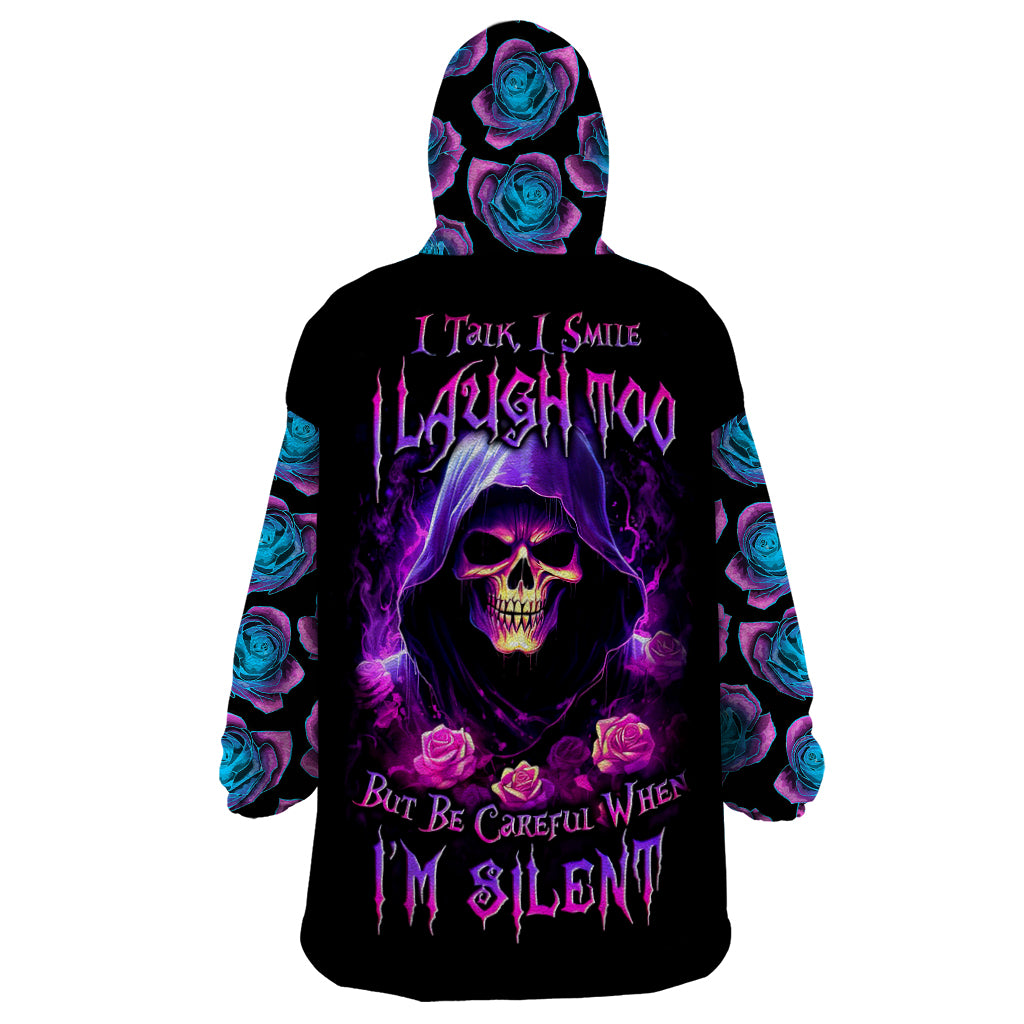 Purple Skull Wearable Blanket Hoodie I Talk I Smile But Be Carefull When I SIlent - Wonder Print Shop