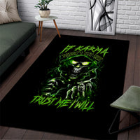 Thunder Skull Area Rug If Karma Don't Hit You Trust Me I Will - Wonder Print Shop