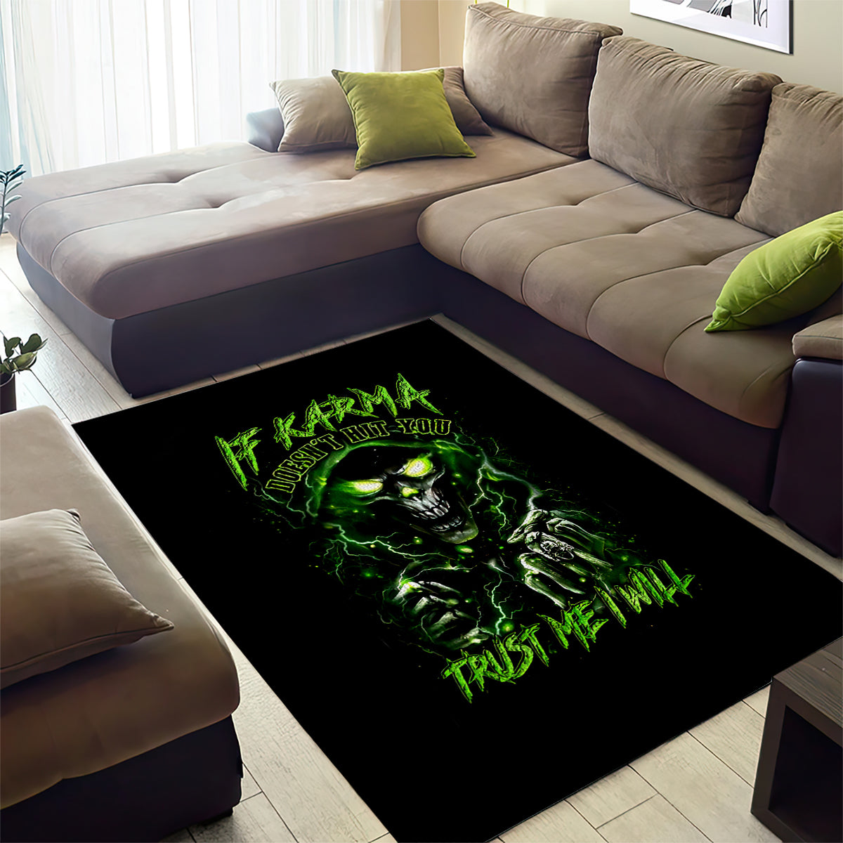 Thunder Skull Area Rug If Karma Don't Hit You Trust Me I Will - Wonder Print Shop
