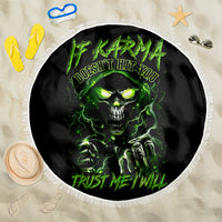 Thunder Skull Beach Blanket If Karma Don't Hit You Trust Me I Will - Wonder Print Shop