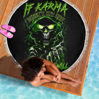Thunder Skull Beach Blanket If Karma Don't Hit You Trust Me I Will - Wonder Print Shop