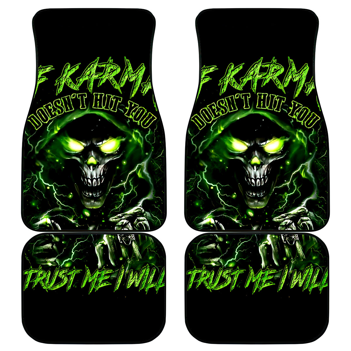 Thunder Skull Car Mats If Karma Don't Hit You Trust Me I Will - Wonder Print Shop