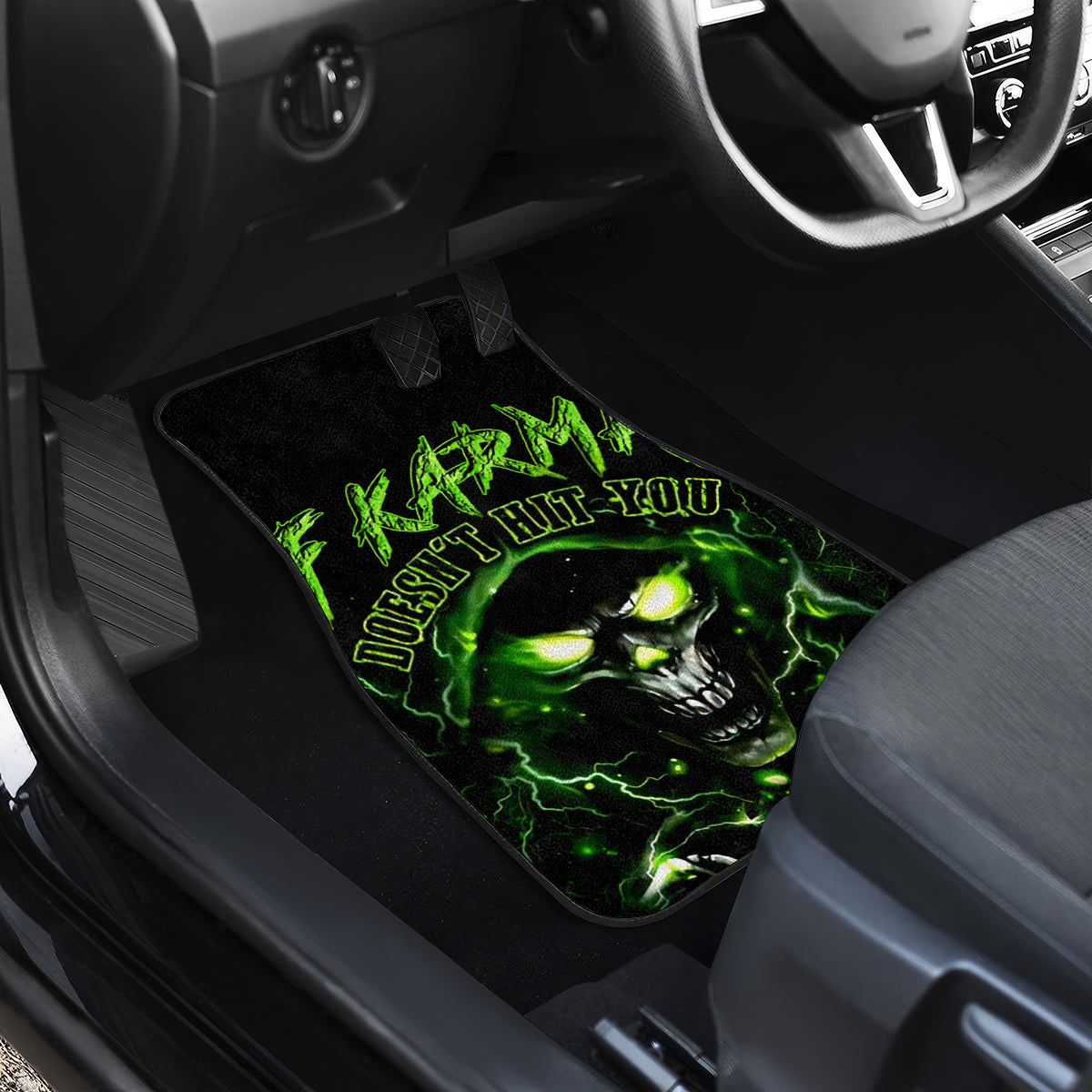 Thunder Skull Car Mats If Karma Don't Hit You Trust Me I Will - Wonder Print Shop