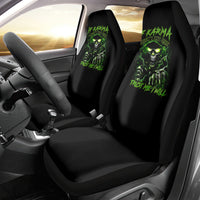 Thunder Skull Car Seat Cover If Karma Don't Hit You Trust Me I Will - Wonder Print Shop