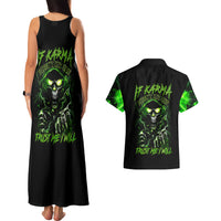 Thunder Skull Couples Matching Tank Maxi Dress and Hawaiian Shirt If Karma Don't Hit You Trust Me I Will - Wonder Print Shop