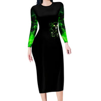 Thunder Skull Long Sleeve Bodycon Dress If Karma Don't Hit You Trust Me I Will - Wonder Print Shop