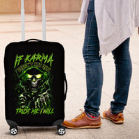 Thunder Skull Luggage Cover If Karma Don't Hit You Trust Me I Will - Wonder Print Shop