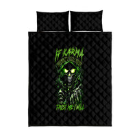 Thunder Skull Quilt Bed Set If Karma Don't Hit You Trust Me I Will - Wonder Print Shop