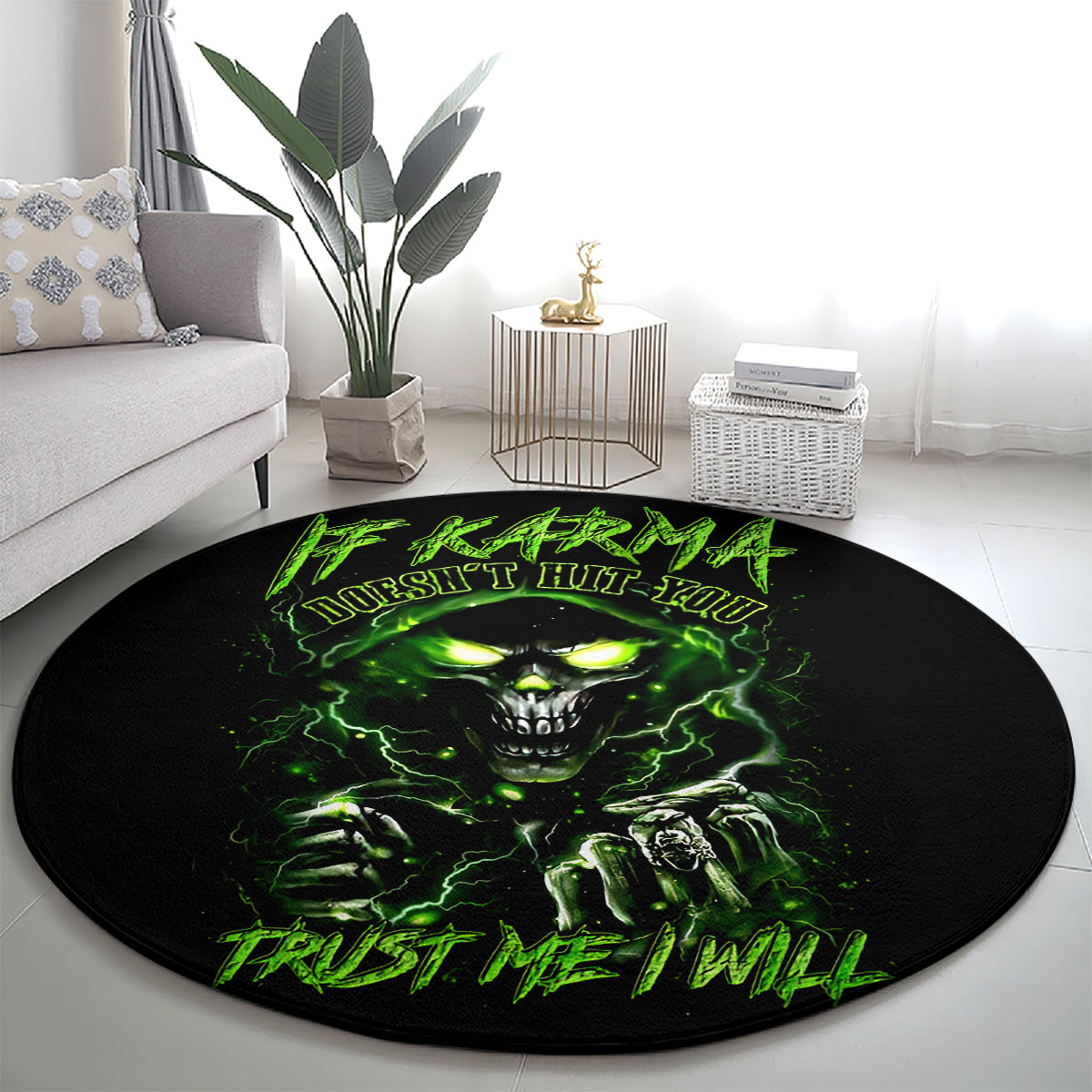 thunder-skull-round-carpet-if-karma-dont-hit-you-trust-me-i-will