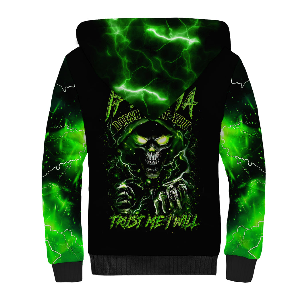 Thunder Skull Sherpa Hoodie If Karma Don't Hit You Trust Me I Will - Wonder Print Shop