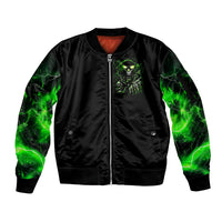 Thunder Skull Sleeve Zip Bomber Jacket If Karma Don't Hit You Trust Me I Will - Wonder Print Shop