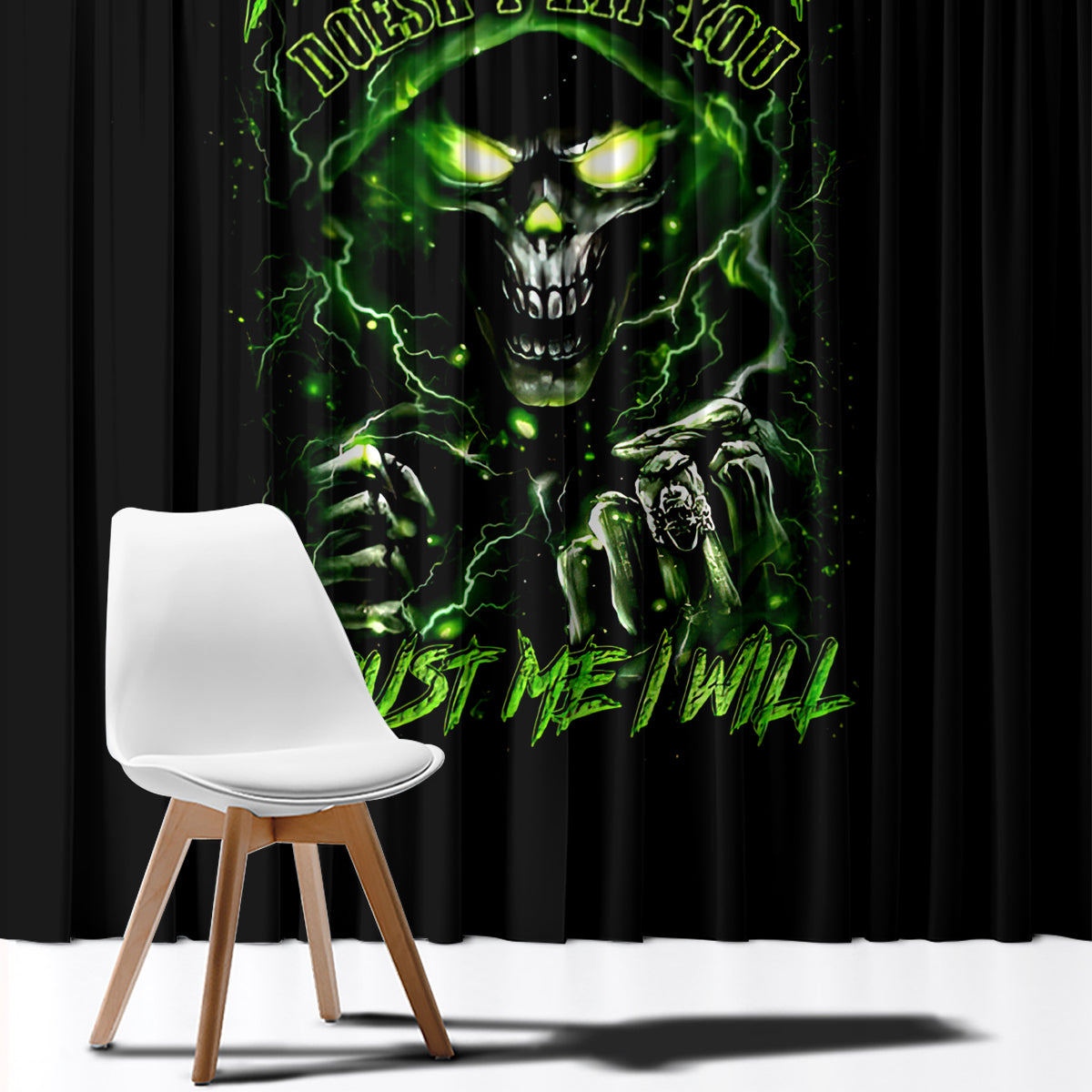 Thunder Skull Window Curtain If Karma Don't Hit You Trust Me I Will - Wonder Print Shop