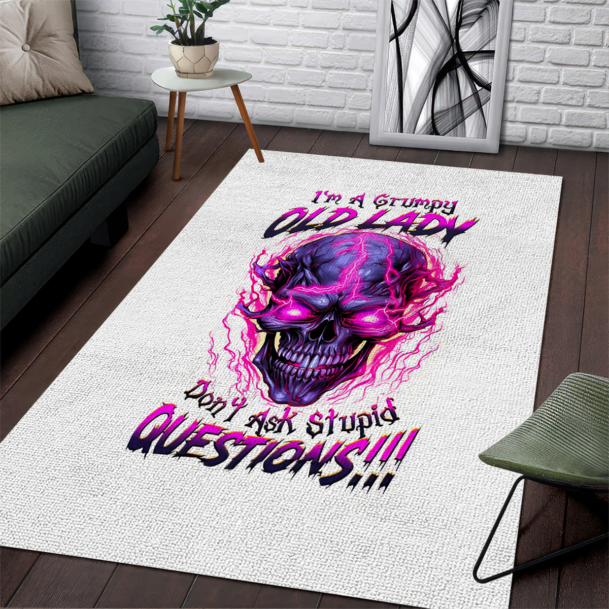 Lighting Skull Area Rug i'm A Grumpy Old Lady Don't Ask Stupid - Wonder Print Shop