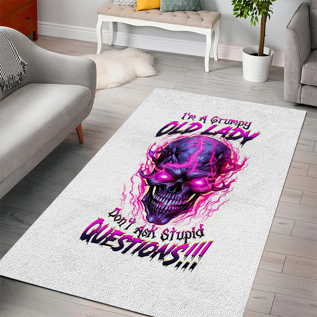 Lighting Skull Area Rug i'm A Grumpy Old Lady Don't Ask Stupid - Wonder Print Shop