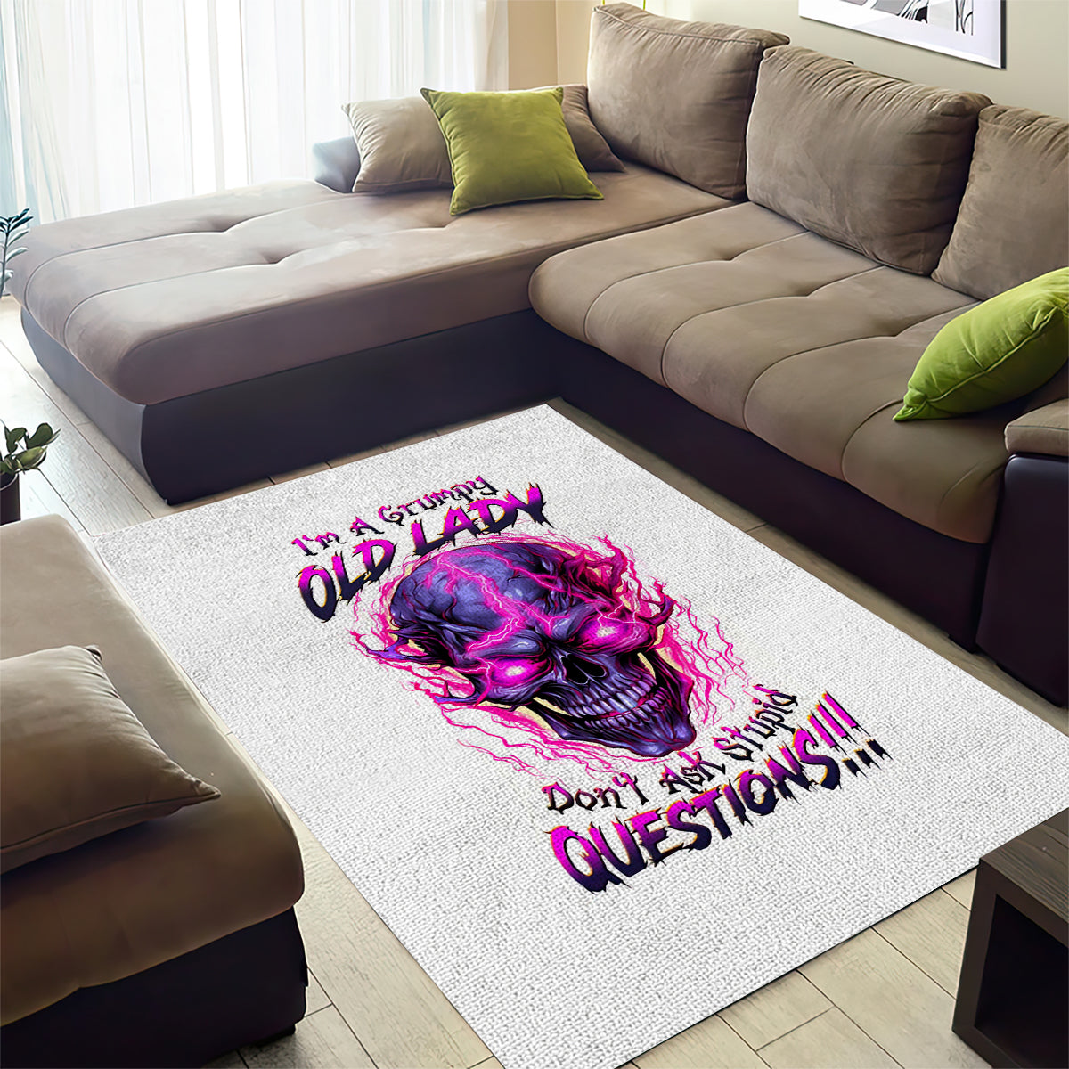 Lighting Skull Area Rug i'm A Grumpy Old Lady Don't Ask Stupid - Wonder Print Shop