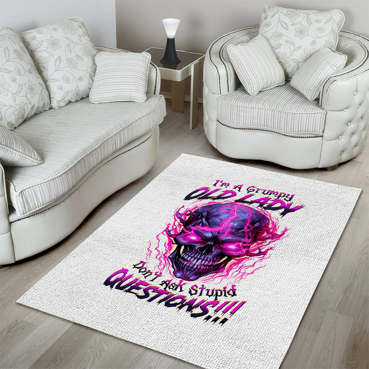 Lighting Skull Area Rug i'm A Grumpy Old Lady Don't Ask Stupid - Wonder Print Shop