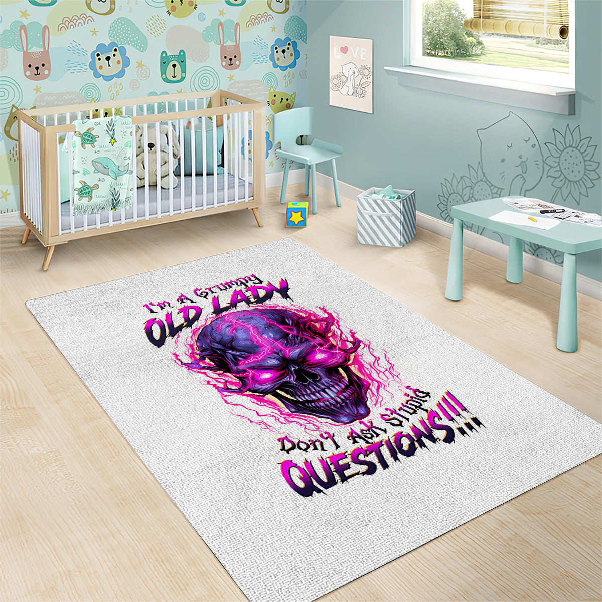 Lighting Skull Area Rug i'm A Grumpy Old Lady Don't Ask Stupid - Wonder Print Shop
