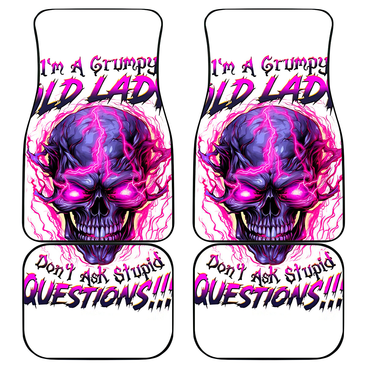 Lighting Skull Car Mats i'm A Grumpy Old Lady Don't Ask Stupid - Wonder Print Shop