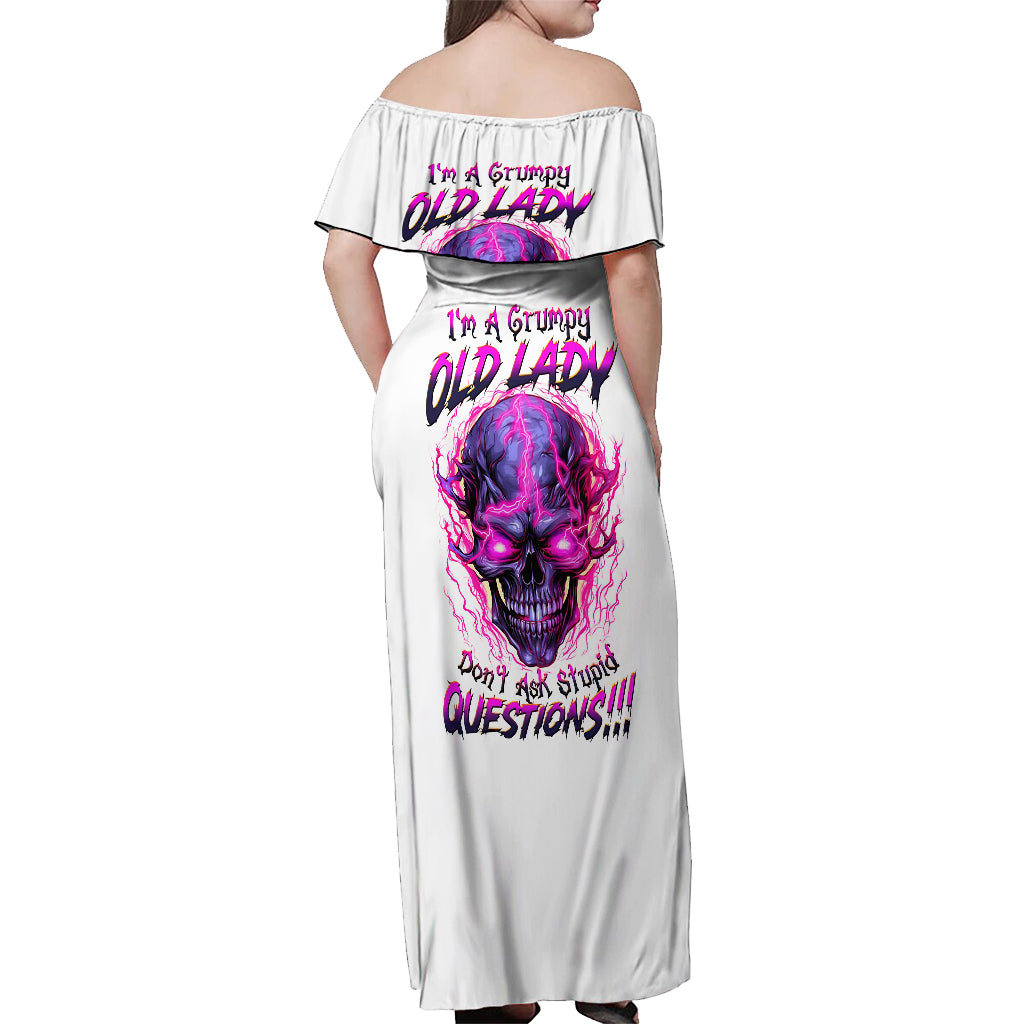 Lighting Skull Off Shoulder Maxi Dress i'm A Grumpy Old Lady Don't Ask Stupid - Wonder Print Shop