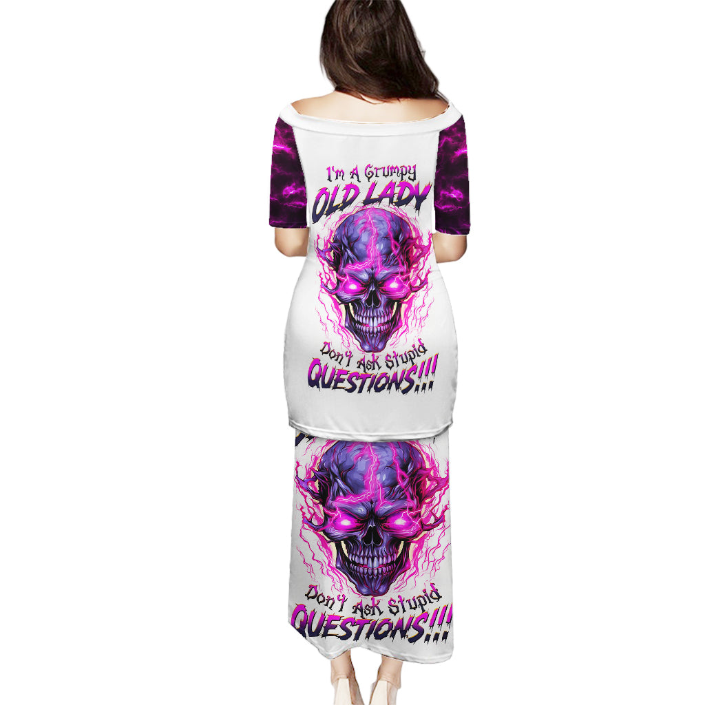 Lighting Skull Puletasi i'm A Grumpy Old Lady Don't Ask Stupid - Wonder Print Shop