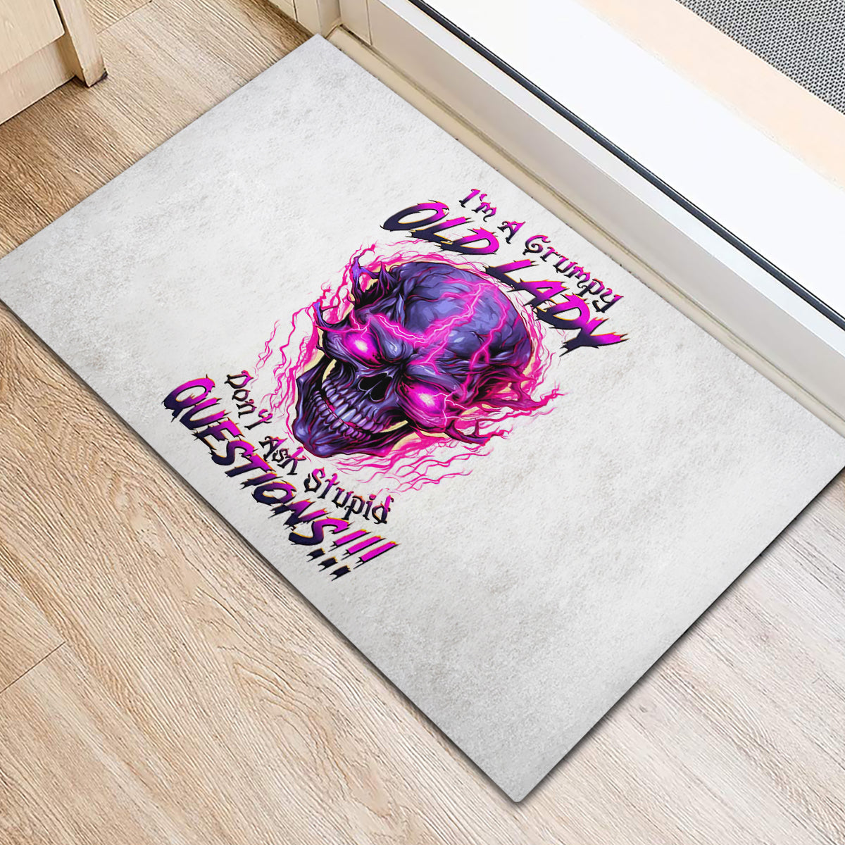 Lighting Skull Rubber Doormat i'm A Grumpy Old Lady Don't Ask Stupid - Wonder Print Shop