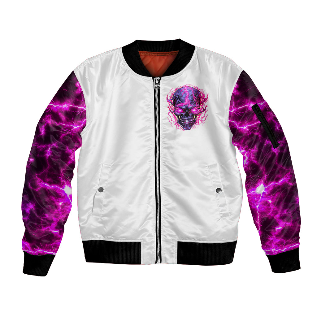 Lighting Skull Sleeve Zip Bomber Jacket i'm A Grumpy Old Lady Don't Ask Stupid - Wonder Print Shop