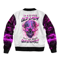 Lighting Skull Sleeve Zip Bomber Jacket i'm A Grumpy Old Lady Don't Ask Stupid - Wonder Print Shop