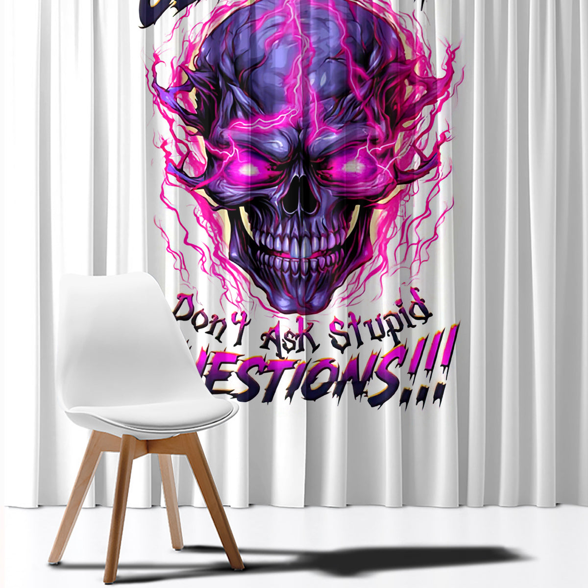 Lighting Skull Window Curtain i'm A Grumpy Old Lady Don't Ask Stupid - Wonder Print Shop